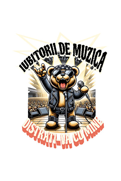 StoryGift Romania Sticker 28 Cm Adeziv Urs Pe Scena Iubitorii De Muzica Distr...