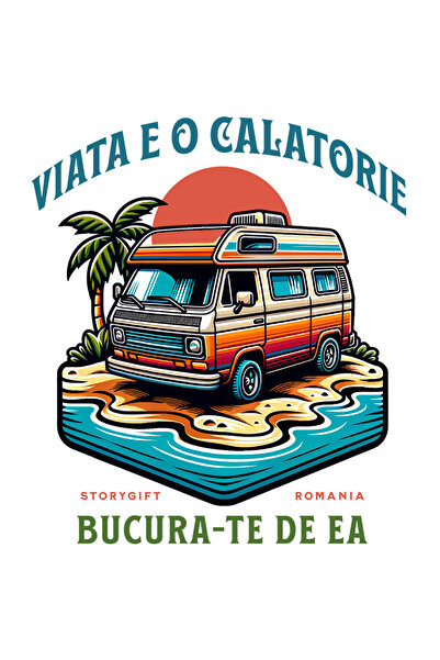 StoryGift Romania Sticker Autocolant 70CM Adeziv viata e o calatorie bucura-t...