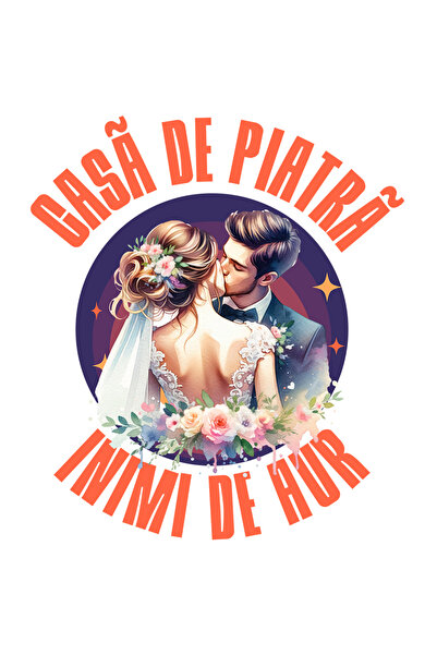 StoryGift Romania Sticker Autocolant 70CM Adeziv Casa de piatra si inimi de aur, Cuplu Indragostit. Familie, Cas