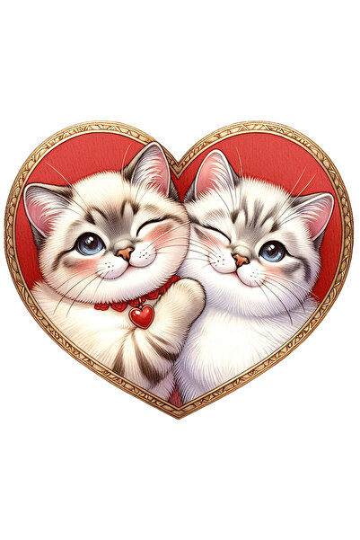 StoryGift Romania Sticker Eticheta 50CM cu 2 pisicute fericite, ilustratie, v...