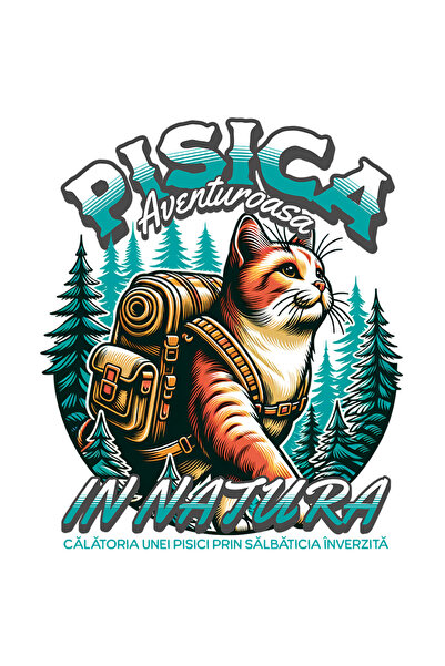 StoryGift Romania Sticker Autocolant 70CM Pisica aventuroasa-In natura cu Mar...