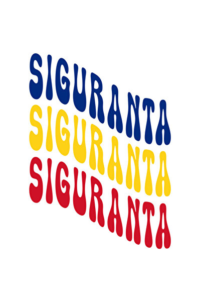 StoryGift Romania Sticker Autocolant 70CM Cuvantul Siguranta, in Culorile Steagului Romaniei, Rosu, Galben, Alba