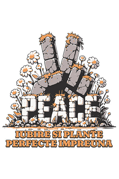 StoryGift Romania Sticker Adeziv 90CM Adeziv semnul de pace, iubirea si plant...