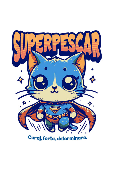 StoryGift Romania Sticker Adeziv 90CM Super Pescar, SuperErou, Pisica Zburand...