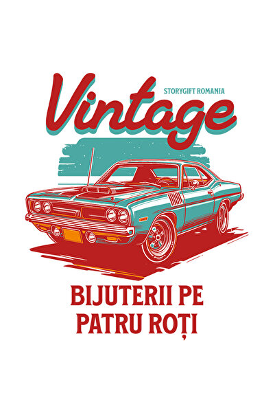 StoryGift Romania Sticker Autocolant 70CM Adeziv masina vintige bijuterie pe patru roti motor cu Margini Albe, P