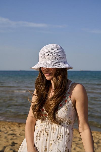 Tina İstanbul Hand Knitted Straw Hat White
