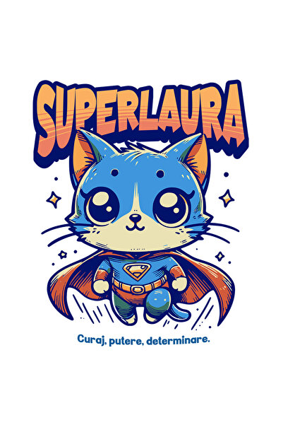 StoryGift Romania Sticker Autocolant 70CM Super Laura, SuperErou, Pisica Zbur...