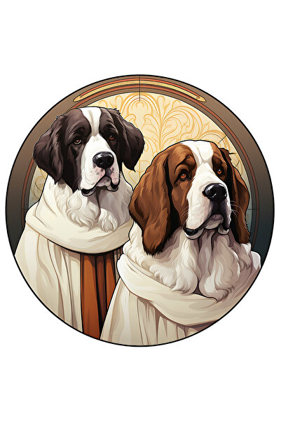 StoryGift Romania Sticker Autocolant 70CM cu 2 caini imbracati cu haine de ep...