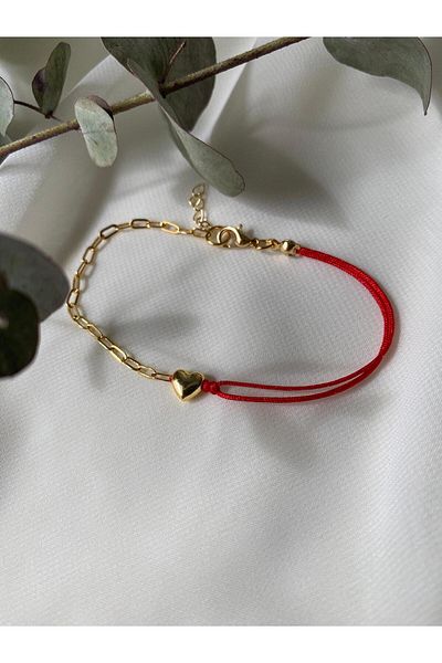 sabiha aksesuar Heart Detailed Plated Chain String Bracelet