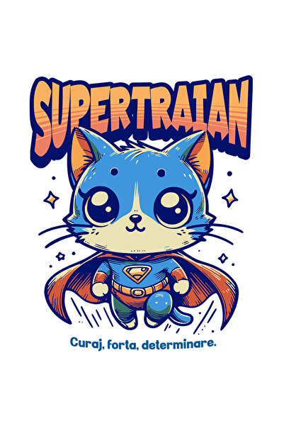 StoryGift Romania Sticker Adeziv 90CM Super Traian, SuperErou, Pisica Zburand...