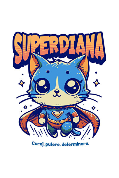 StoryGift Romania Sticker Eticheta 40CM Super Diana, SuperErou, Pisica Zburan...