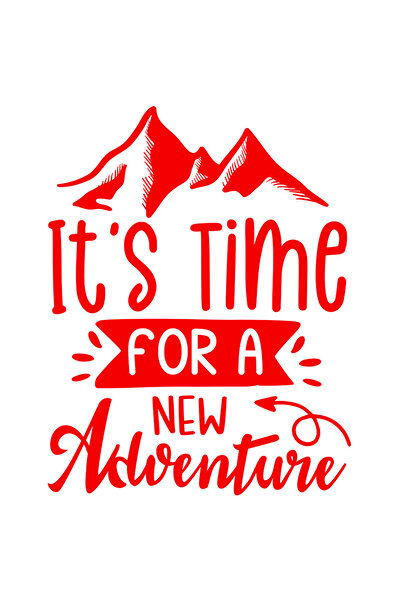 StoryGift Romania Sticker Eticheta 50CM Exterior cu munti si textul "It's time for a new adventure" - este timpu