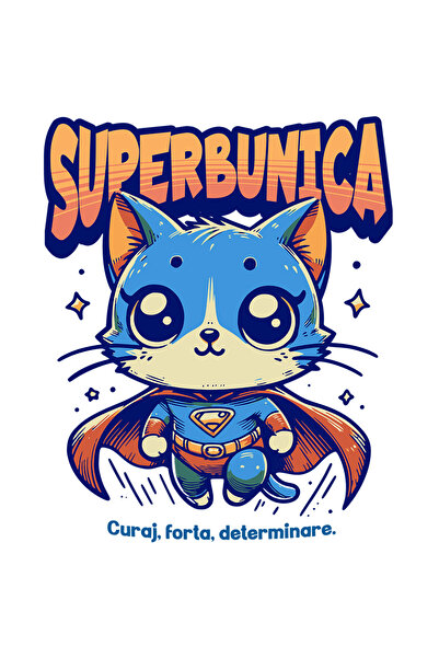 StoryGift Romania Sticker Eticheta 40CM Super Bunica, SuperErou, Pisica Zbura...