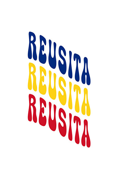 StoryGift Romania Sticker Autocolant 70CM Cuvantul Reusita, in Culorile Steagului Romaniei, Rosu, Galben, Albast