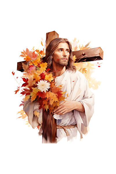 StoryGift Romania Sticker Eticheta 50CM cu Domnul Iisus Hristos tinandu-si cr...