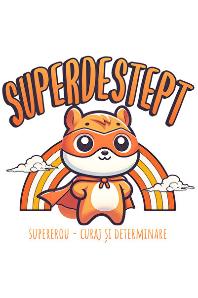 StoryGift Romania Sticker Eticheta 40CM Super Destept SuperErou, Curaj si Det...