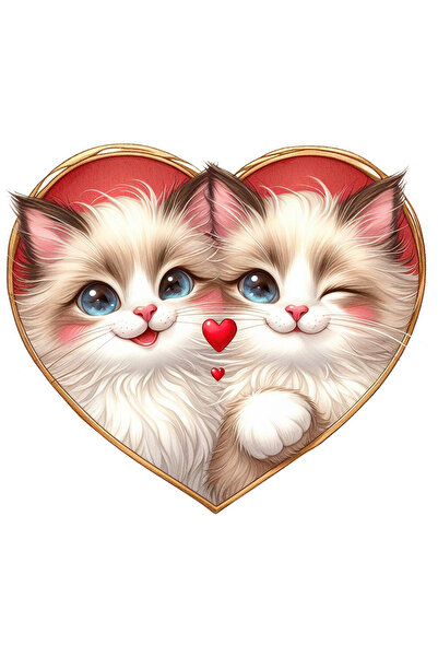 StoryGift Romania Sticker Eticheta 40CM cu 2 pisicute Birmaneze, ilustratie, ...