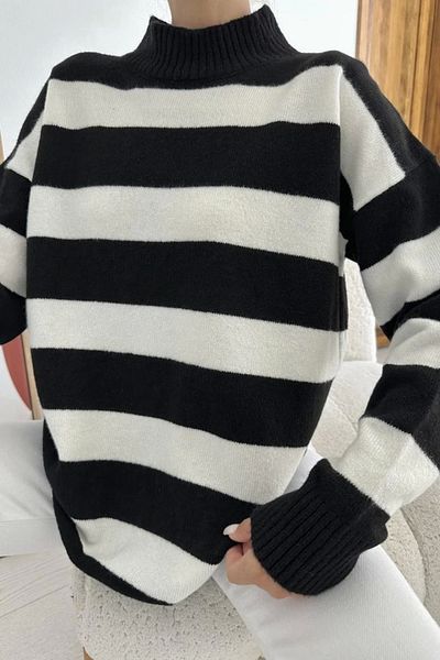 nedo7 Black Striped Knitwear Sweater