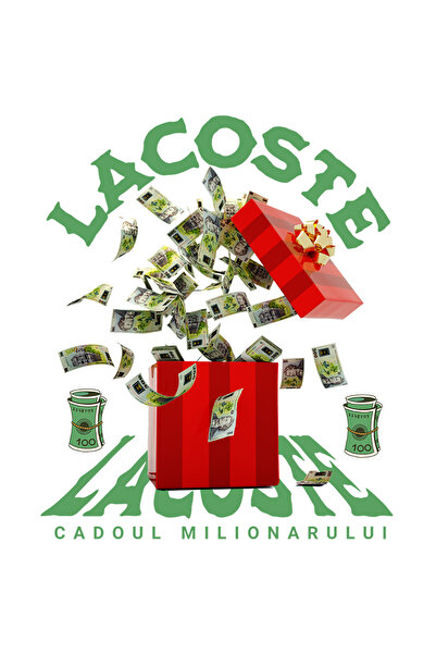 StoryGift Romania Sticker Autocolant 70CM _Lacoste_ - Cadoul Milionarului cu Margini Albe, PVC Vinyl 70 cm