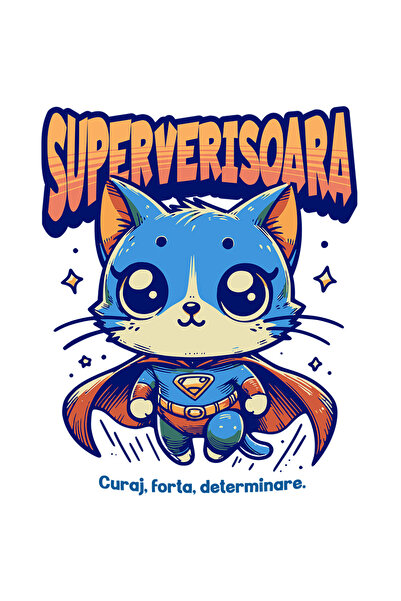 StoryGift Romania Sticker Adeziv 90CM Super Verisoara, SuperErou, Pisica Zbur...