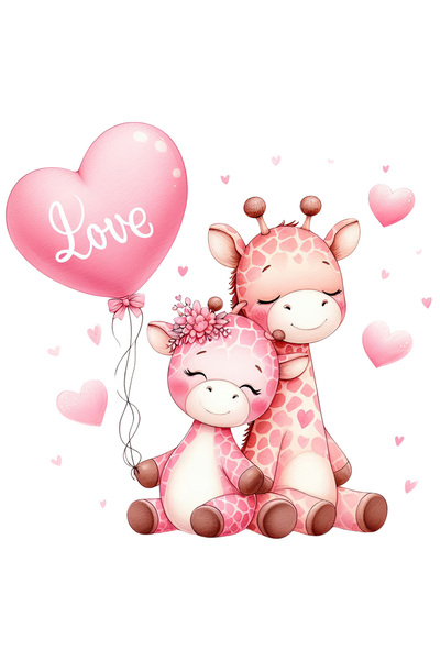 StoryGift Romania Sticker Adeziv 90CM cu 2 girafe, ilustratie, apropiate, pri...