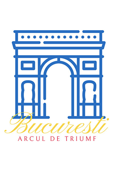 StoryGift Romania Sticker Bucuresti - Arcul De Triumf Cu Margini Albe, Pvc Vinyl 70 Cm