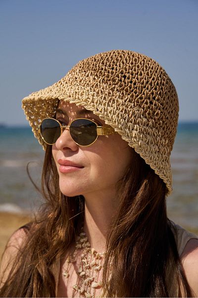 Tina İstanbul Hand Knitted Straw Hat Camel Beige