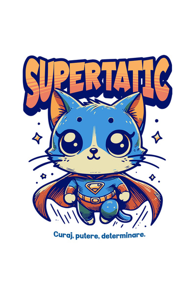 StoryGift Romania Sticker Eticheta 40CM Super Tatic, SuperErou, Pisica Zburan...