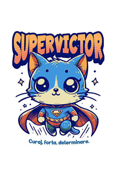 StoryGift Romania Sticker Autocolant 70CM Super Victor, SuperErou, Pisica Zbu...