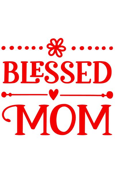 StoryGift Romania Sticker Eticheta 50CM Exterior cu inimioara si textul in engleza "Blessed mom" - mama binecuva