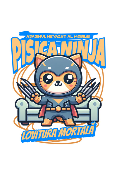 StoryGift Romania Sticker Autocolant 70CM PISICA NINJA-Asasinul nevazut al mo...