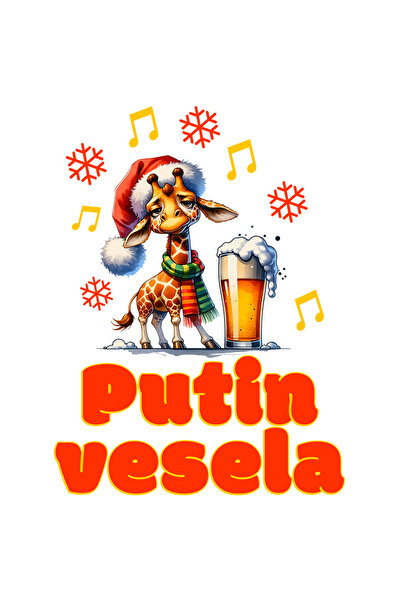 StoryGift Romania Sticker Eticheta 40CM Adeziv Girafa Cu Caciula De Mos Craci...