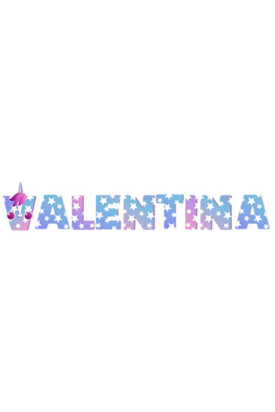 StoryGift Romania Sticker Autocolant 70CM Cu Numele Valentina, Unicorn, Print...