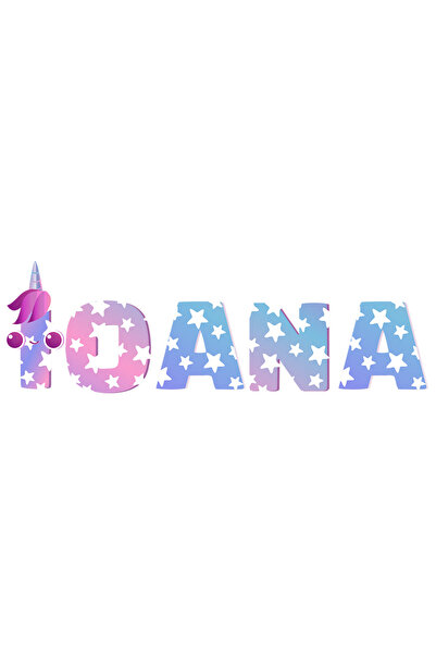 StoryGift Romania Sticker Autocolant 70CM Cu Numele Ioana, Unicorn, Printesa,...