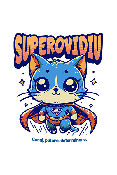 StoryGift Romania Sticker Adeziv 90CM Super Ovidiu, SuperErou, Pisica Zburand...