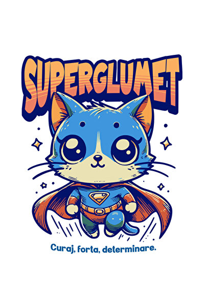 StoryGift Romania Sticker Autocolant 70CM Super Glumet, SuperErou, Pisica Zbu...