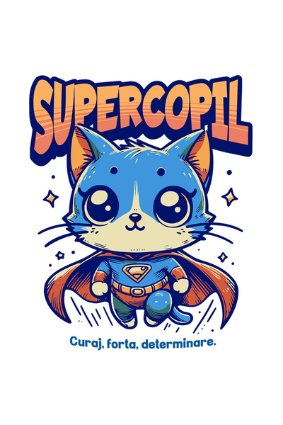 StoryGift Romania Sticker Autocolant 70CM Super Copil, SuperErou, Pisica Zbur...