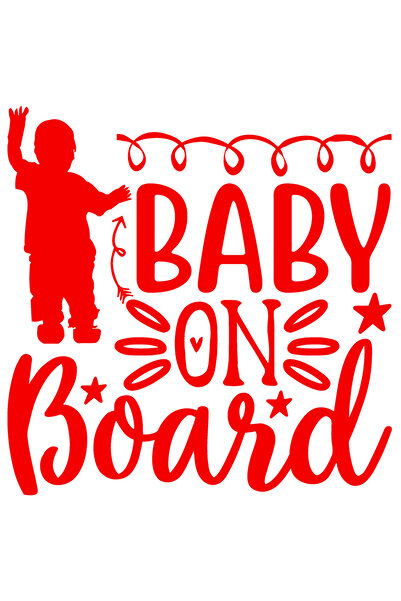 StoryGift Romania Sticker Eticheta 40CM Exterior cu o figura de bebelus si textul "Baby on board" - bebelus la b