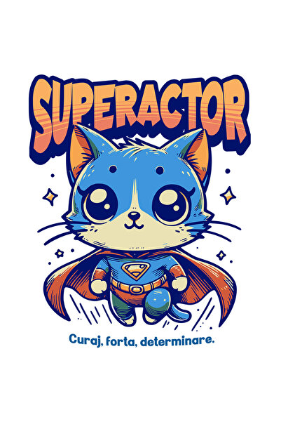 StoryGift Romania Sticker Eticheta 40CM Super Actor, SuperErou, Pisica Zburan...