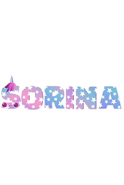 StoryGift Romania Sticker Adeziv 90CM Cu Numele Sorina, Unicorn, Printesa, Fa...