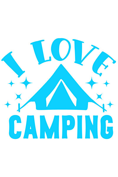 StoryGift Romania Sticker Autocolant 70CM Exterior cu un cort si stelute cu mesajul "I love camping" - iubesc ca