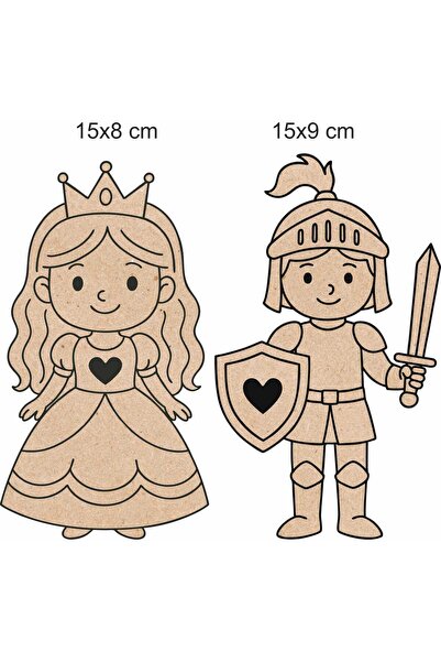 birlazer Ahşap Boyama 2li Seti 5 Çift – Prenses Ve Şövalye Figürleri