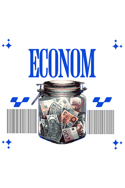 StoryGift Romania Sticker Adeziv Econom Borcan Cu Bani Economisiti Avere Cu Margini Albe, Pvc Vinyl 40 Cm