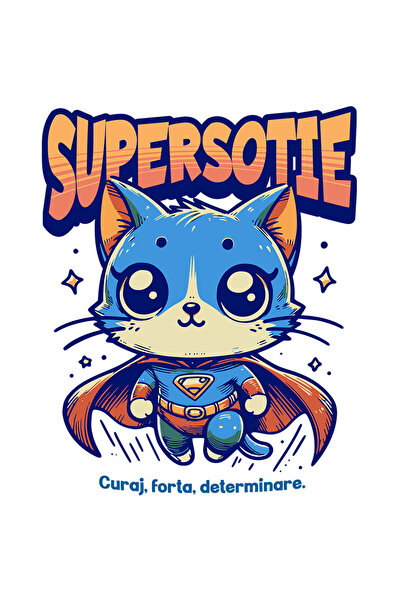 StoryGift Romania Sticker Adeziv 90CM Super Sotie, SuperErou, Pisica Zburand ...