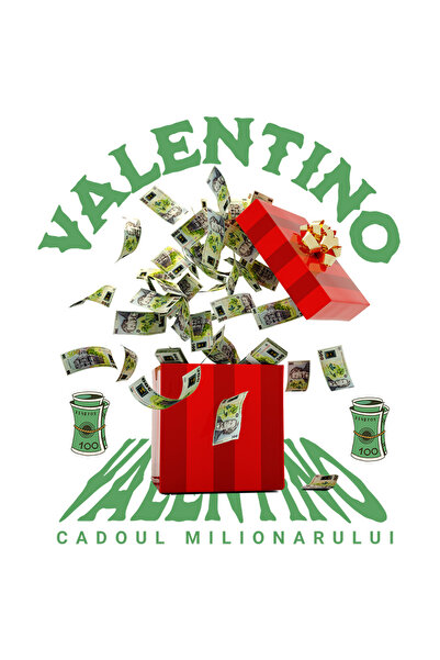 StoryGift Romania Sticker Eticheta 50CM _Valentino_ - Cadoul Milionarului cu Margini Albe, PVC Vinyl 50 cm
