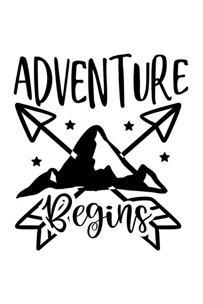 StoryGift Romania Sticker Adeziv 90CM Exterior cu munti si sageti cu mesajul in engleza "Adventure begins" - ave
