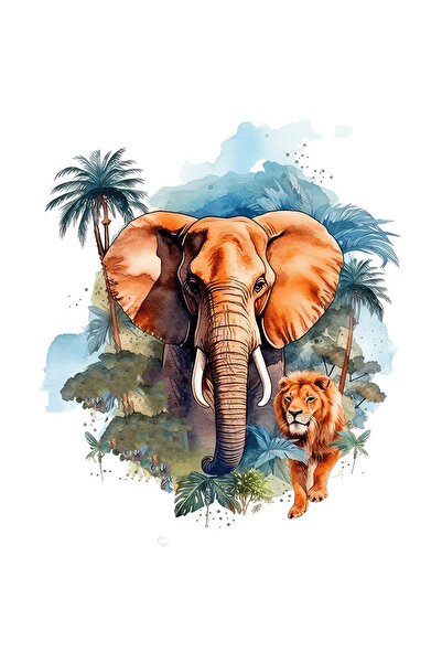 StoryGift Romania Sticker Eticheta 50CM cu animale salbatice, ilustratie, jun...