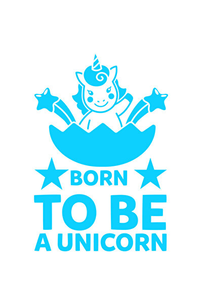 StoryGift Romania Sticker Autocolant 70CM Exterior cu o figura de unicorn si textul "Born to be an unicorn" - na