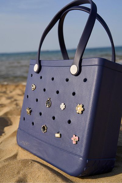 Tina İstanbul Jelly Charm Beach Bag Navy Blue
