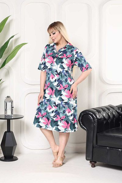 Eceyaman moda Women's Floral Print Large Size Dress